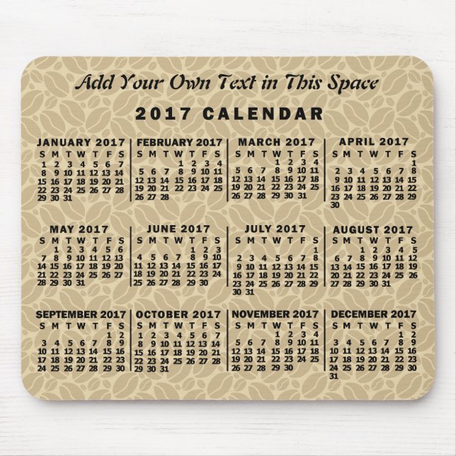 anpassningsbar för kaffebönor per månad 2017 musmatta (Framsidan)