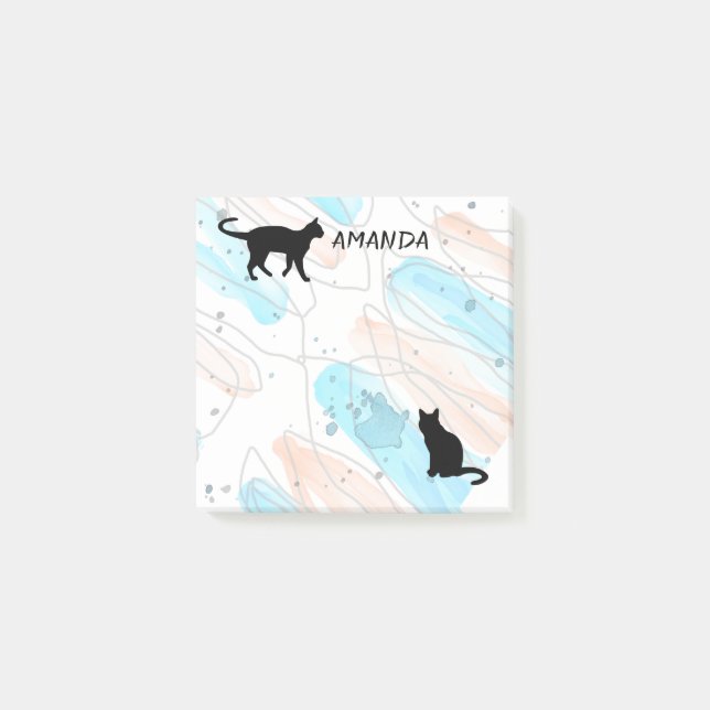 anpassningsbar för kattvattenfärgskonstruktion ski post-it block (Framsida)