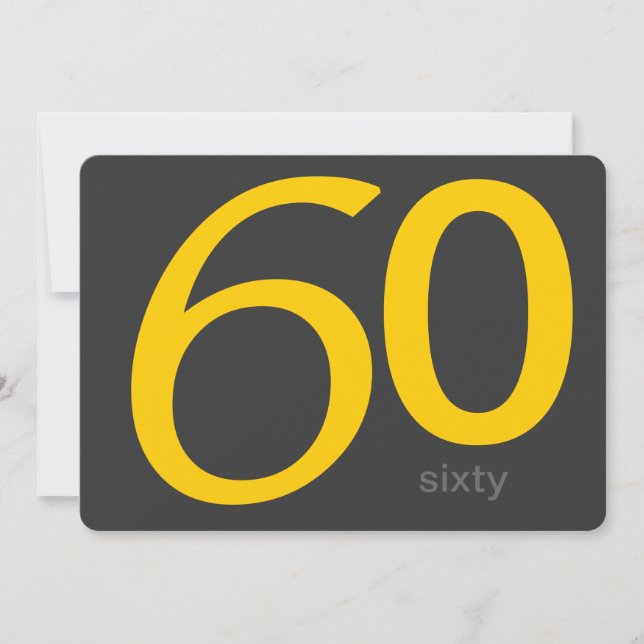 Anpassningsbar för kol och Gult 60:e födelsedagen  Inbjudningar (Framsida)
