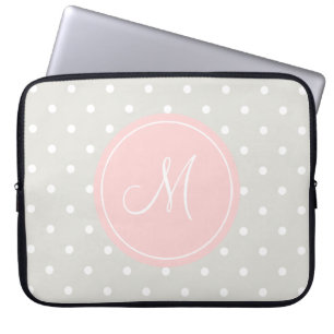 Anpassningsbar för lätt Grått Polka dots Rosa M Laptop Fodral