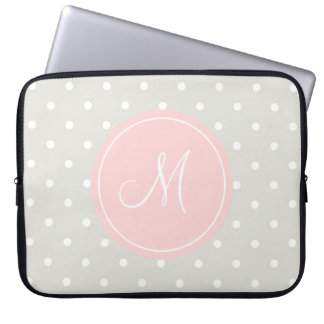 Anpassningsbar för lätt Grått Polka dots Rosa Mono Laptop Fodral