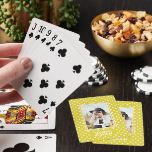 Anpassningsbar för ljusskygg Gult-polka-punkt-foto Casinokort