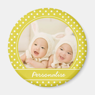 Anpassningsbar för ljusskygg Gult-polka-punkt-foto Magnet