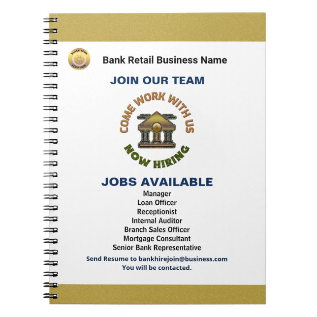 Anpassningsbar för Logotyp av Help Wanted Now Hiri Anteckningsbok (Framsidan)