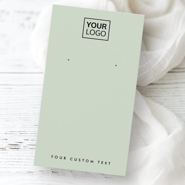 Anpassningsbar för logotyp av ljusskage-grönt, vis visitkort (Light sage green custom logo earring display card)