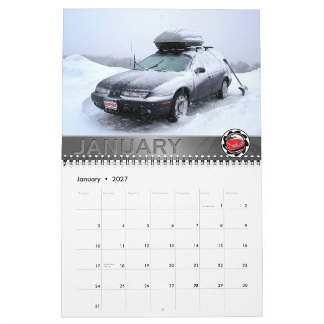 Anpassningsbar för lördagskorgsfärgad Klubb, utskr Kalender (Jan 2027)
