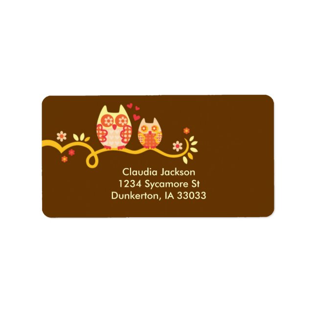 Anpassningsbar för mamma och Baby Uggla Adressetikett (Framsidan)