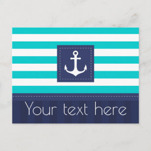 Anpassningsbar för marin turkos Navy Blue Stripe A Vykort