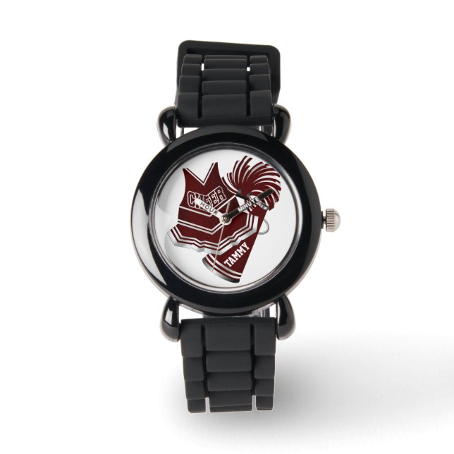Anpassningsbar för maroon & White Cheer Gear Watch Armbandsur (Framsida)