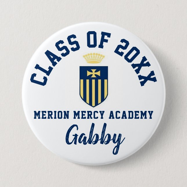 Anpassningsbar för Merion Mercy Academy Button Log Knapp (Framsida)