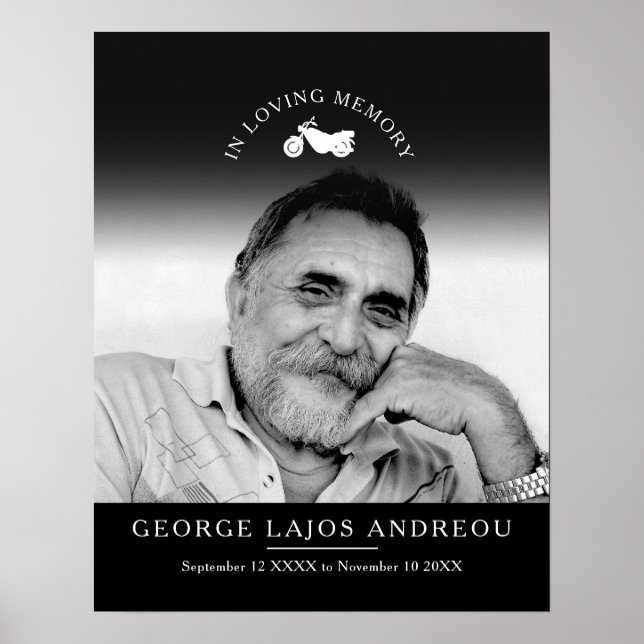 Anpassningsbar för minnesfotomotorcykelbegravning poster (Framsidan)