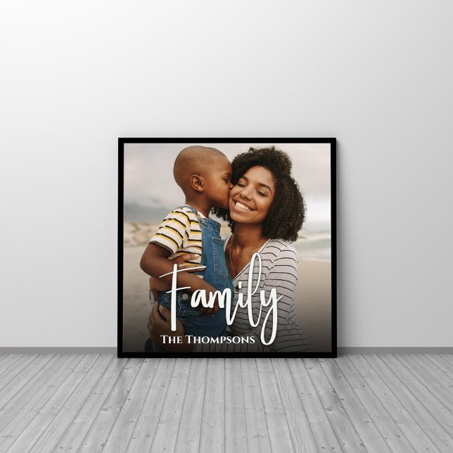 Anpassningsbar för modern familjetypgrafi fototryck (Simple Family typography white text photo print.)