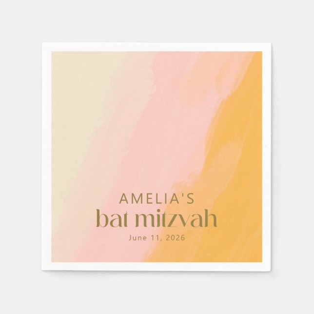 Anpassningsbar för modern vattenfärgsRosa Gult Bat Pappersservett (Framsidan)