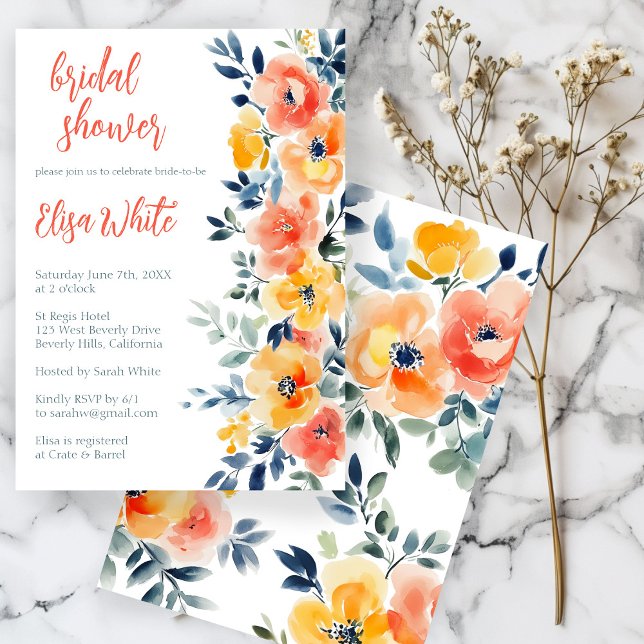 Anpassningsbar för Möhippa av vattenfärgsBlommigt Inbjudningar (Watercolor Floral Bridal Shower CUSTOM Invitation
)