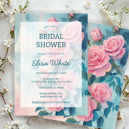 ANPASSNINGSBAR för Möhippa för rosa ros-målning Inbjudningar