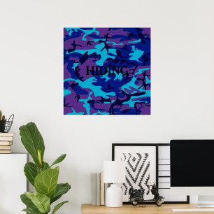Anpassningsbar för mörk blått kamouflage och Lila Poster