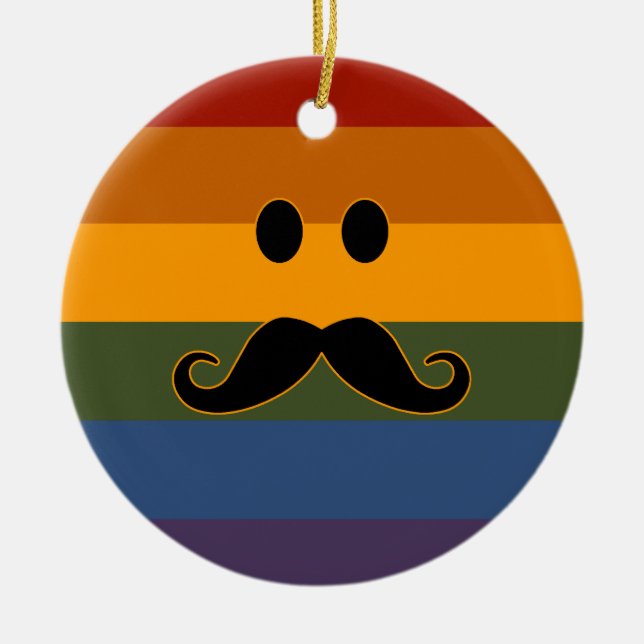 Anpassningsbar för Mustache-Pride Julgransprydnad Keramik (Framsidan)