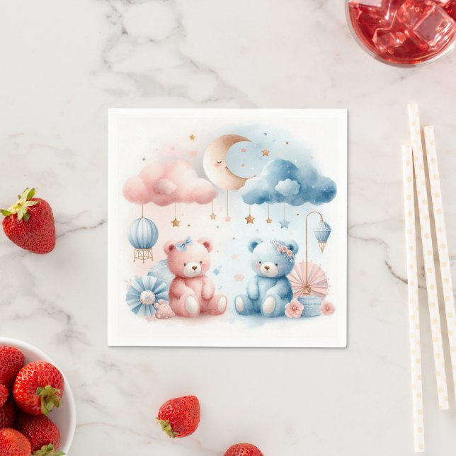 Anpassningsbar för nalle och stjärnor för babyskor pappersservett (Insitu)