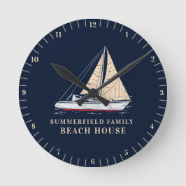 Anpassningsbar för Nautical Family Beach House Dec Rund Klocka