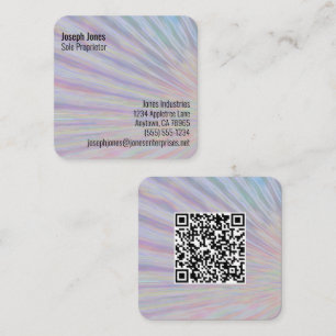 Anpassningsbar för Neon Rainbow Design QR-kod 7 Fyrkantigt Visitkort