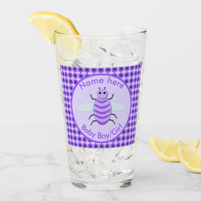 Anpassningsbar för Neutralt av Lila Baby Bee-Gende Glaskopp (Framsida Ice)
