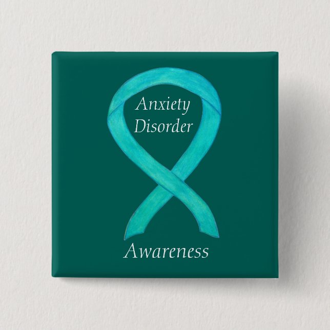 Anpassningsbar för ökad medvetenhet Teal Ribbon Pi Knapp (Framsida)