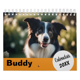 Anpassningsbar för Orange av hund fotopatår Kalender
