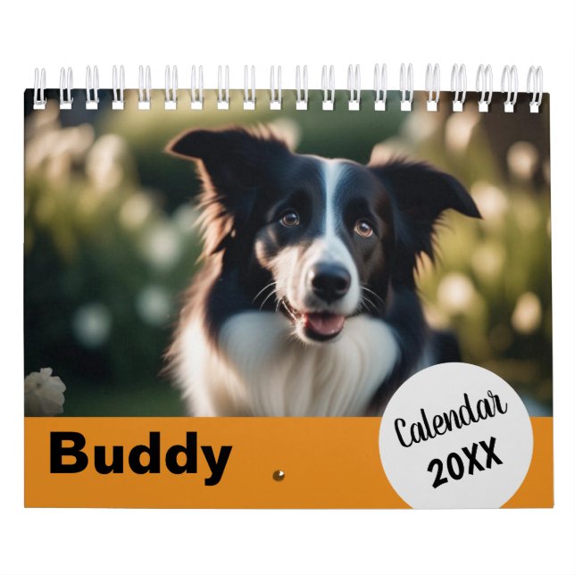 Anpassningsbar för Orange av hund fotopatår Kalender (Omslag)