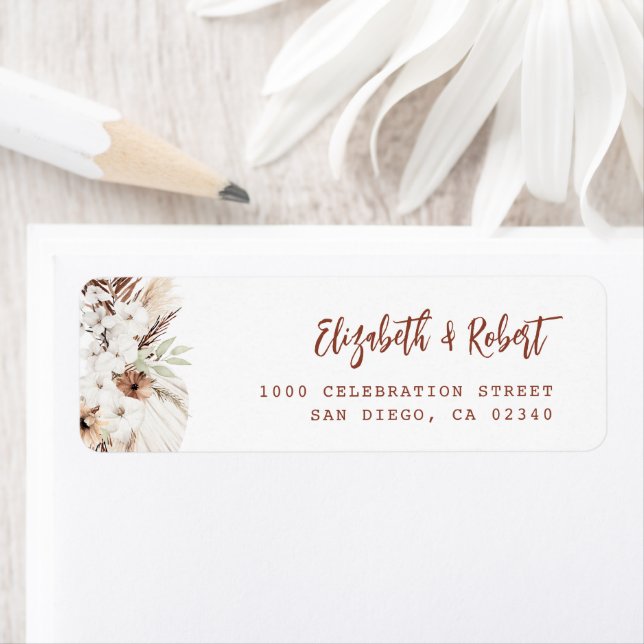 anpassningsbar för pampas terracotta returadress etikett (Insitu)