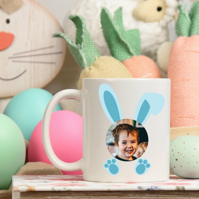 Anpassningsbar för Personlig av blå Påskhare, foto Kaffemugg (Skapare uppladdad)