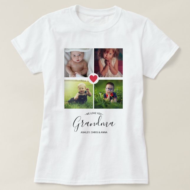Anpassningsbar för Photo Collage Best Grandma Pers T Shirt (Design framsida)
