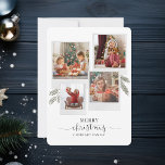Anpassningsbar för Photo Collage-julfamiljen Julkort<br><div class="desc">Med en 4-fotokollage och en modern God jul-skripttypografi kan du enkelt byta till att lägga till din familj namn och foton. En elegant som ska skickas till vänner och familj den här Julhelgen.</div>
