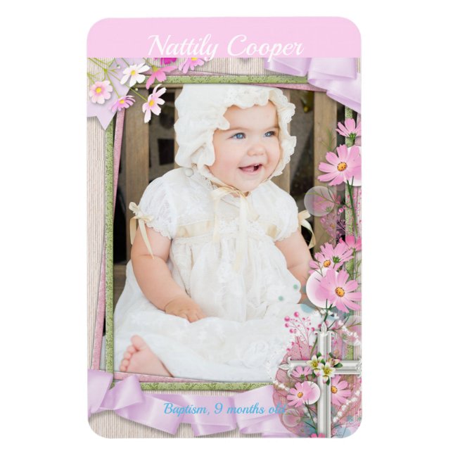 Anpassningsbar för PHOTO-MALL Baby Baptism-bekräft Magnet (Vertikal)