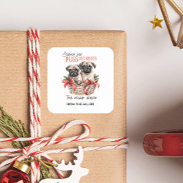 Anpassningsbar FÖR PUGS OCH KISSES FUNNY GOD JUL Fyrkantigt Klistermärke