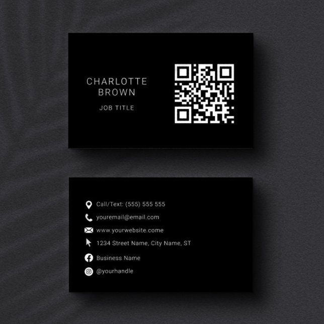 Anpassningsbar för QR Code Classic Black Professio Visitkort (Skapare uppladdad)