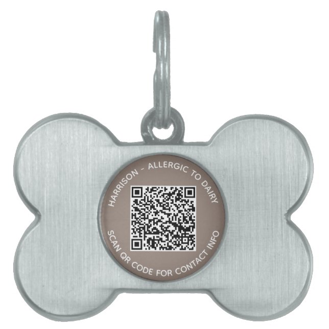 Anpassningsbar för QR-kodskannerbar kontaktinforma ID-bricka Husdjur (Framsidan)