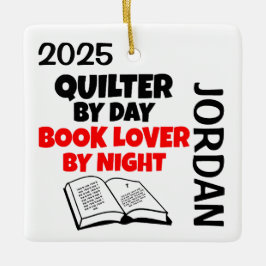 Anpassningsbar för Quilter kärlek Reading Julgransprydnad Keramik