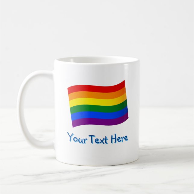 Anpassningsbar för Rainbow Flagga Gay pride LGBTQ- Kaffemugg (Vänster)