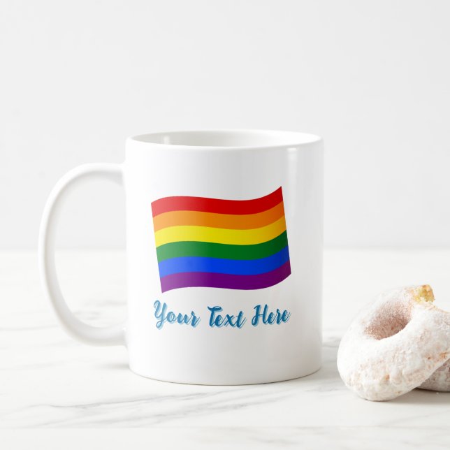 Anpassningsbar för Rainbow Flagga Gay pride LGBTQ- Kaffemugg (Med munk)