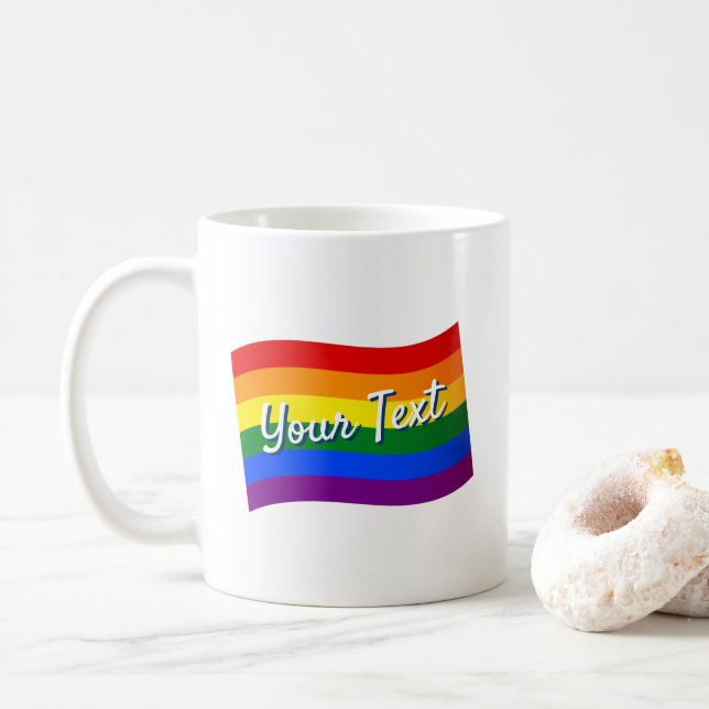 Anpassningsbar för Rainbow Flagga Gay pride LGBTQ- Kaffemugg (Med munk)