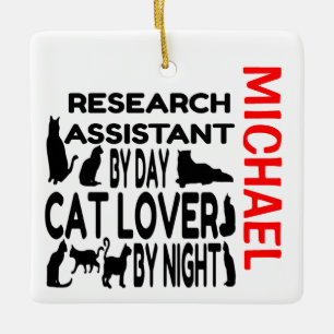 Anpassningsbar för Research Assistant Kärlek Cats Julgransprydnad Keramik