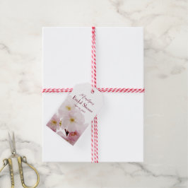 Anpassningsbar för Romantisk Rosa Cherry Blommar M Presentetikett