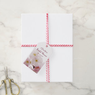 Anpassningsbar för Romantisk Rosa Cherry Blommar M Presentetikett