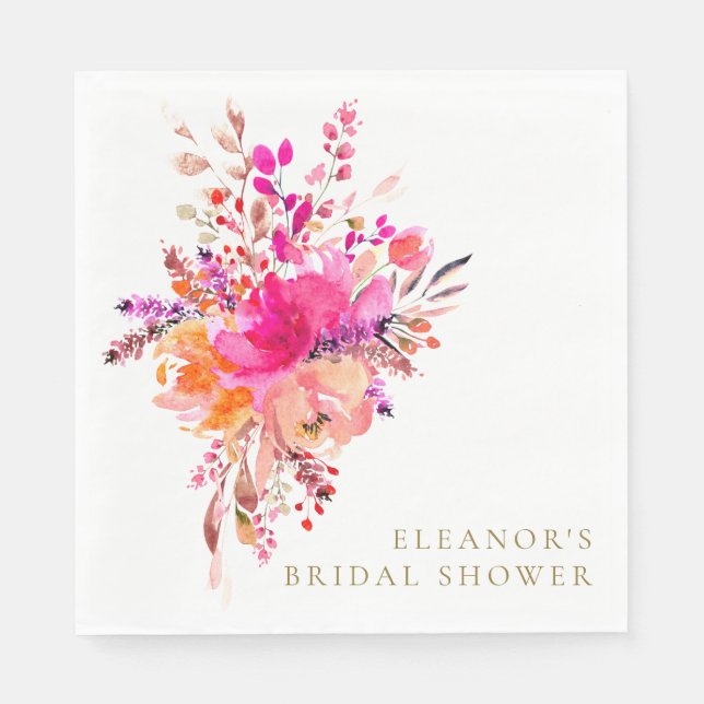 Anpassningsbar för Rosa Blommigt elegant Chic Möhi Pappersservett (Framsidan)