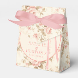 Anpassningsbar för Rosa Bow Blommigt Baby Shower Presentaskar