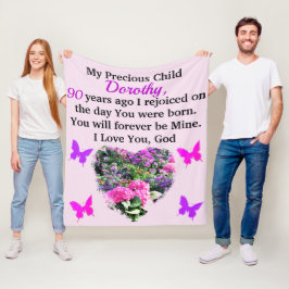 ANPASSNINGSBAR FÖR ROSA OCH LILA BLOMMIGT 90:E BIR FLEECEFILT