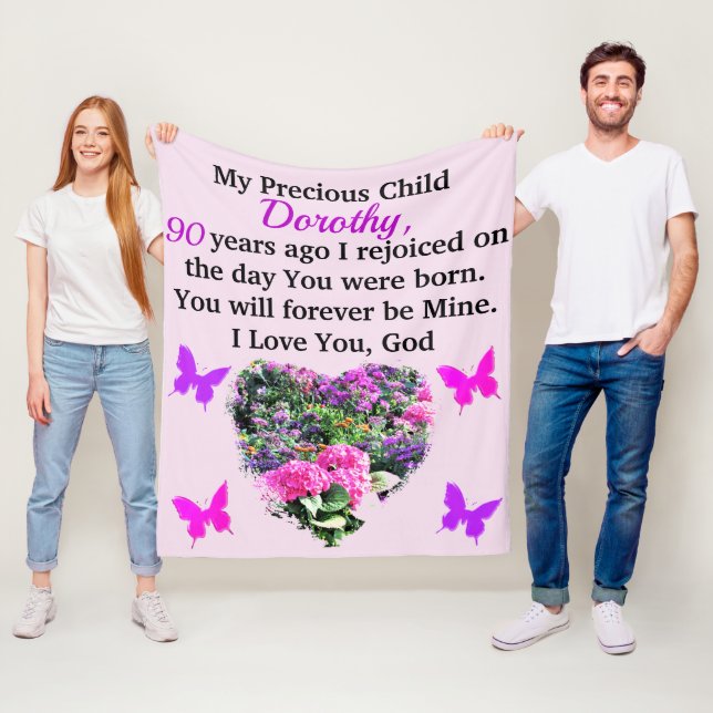 ANPASSNINGSBAR FÖR ROSA OCH LILA BLOMMIGT 90:E BIR FLEECEFILT (På plats)