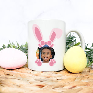 Anpassningsbar för rosa Påskhare Personlig Foto Kaffemugg