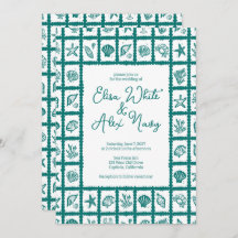 Anpassningsbar för Seashell Grid Beach Wedding Grö