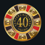 ANPASSNINGSBAR för Sheetal Vegas Casino Chip 40:e  Magnet<br><div class="desc">Ett mycket coola rött,  guld och svart Las Vegas Birthday Casino Chip gynnar magnet. Använda knappen ANPASSA IT för att lägga till din egen text.</div>